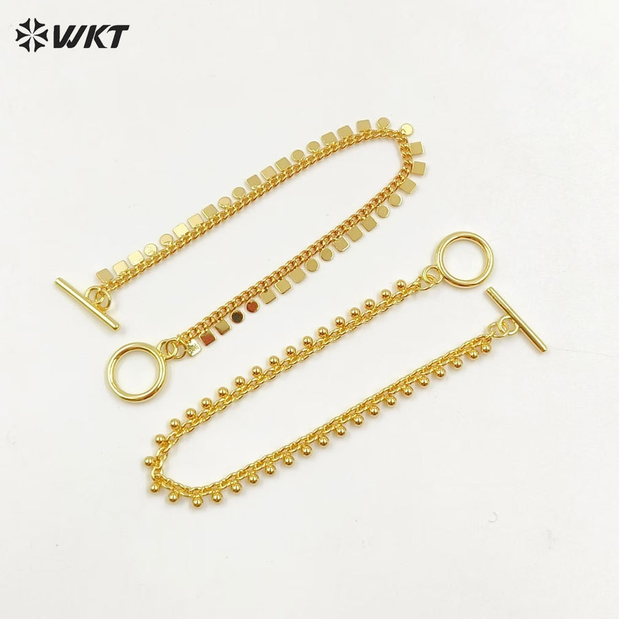 WT-JF353 High Quality New Delicate Natural Yellow Brass 18K Gold Plated Bracelet for Women As Birthday Gift Jewelry Finding