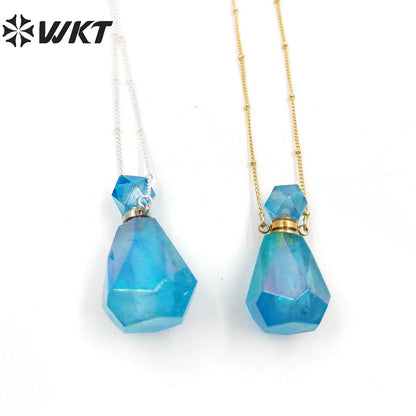 WT-N1367 Perfume Bottle Exquisite Necklace Natural Spar Aura Electroplated Colorful Pendant As Women Gifts Crystal Necklace