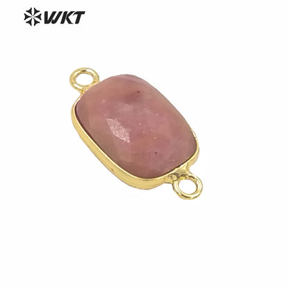 WT-C298 Wholesale Euorope Hot Sale Natural Faceted Stone Jewelry Connectors Populared Women Gold Bezel Stone Connectors