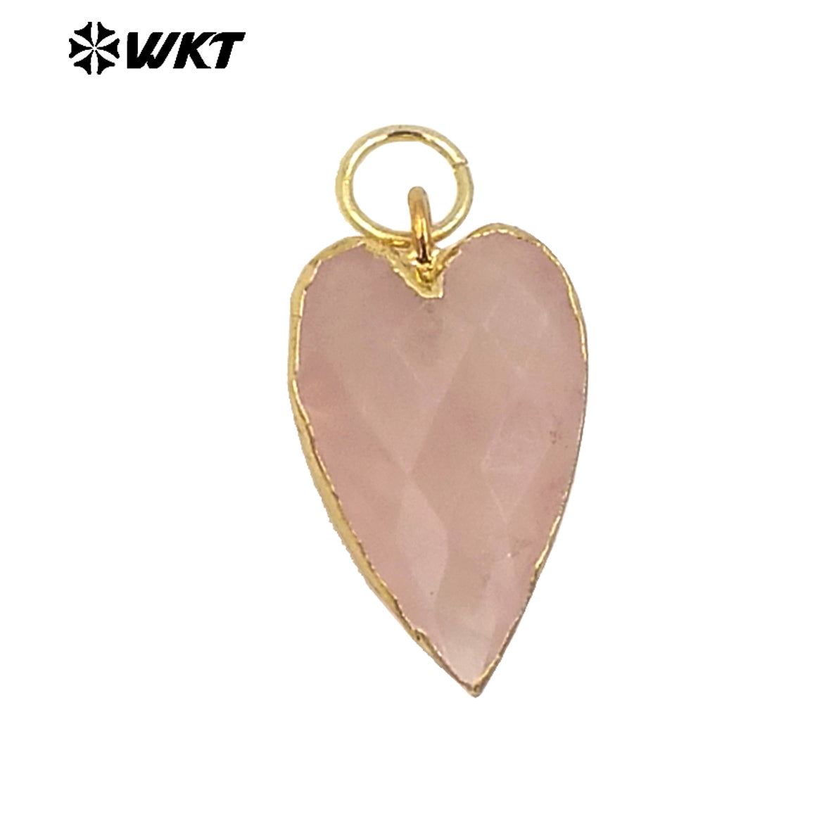 WT-P1965 Wholesale Fashion Gold Plated Long Drop Hand Carved Double Faceted Heart Stone Jewelry Pendants