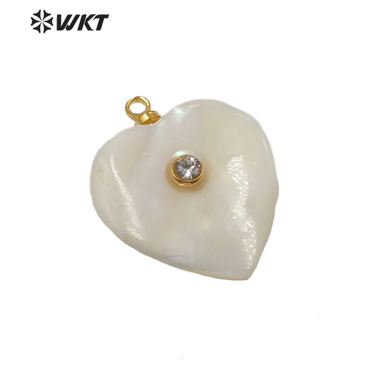 WT-JP209 Natural Heart Shell Pendant With CZ Charm Stylish Jewelry Heart Shape Shell Pendant Gift for Lady
