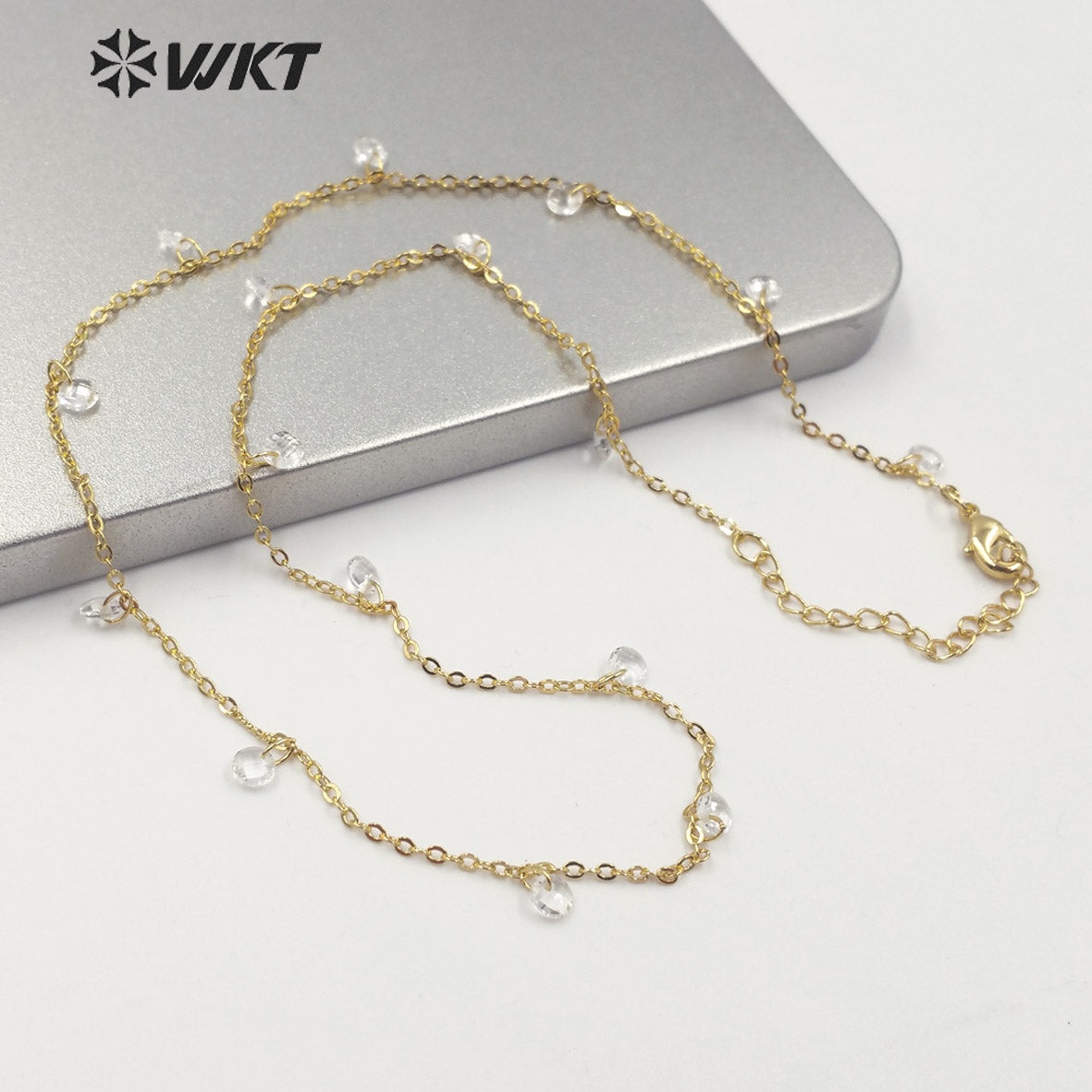 WT-N1203 Women Fashion 4mm Crystal Beads Necklace Hot Sale Jewelry New Arrival Crystal Beads Chain