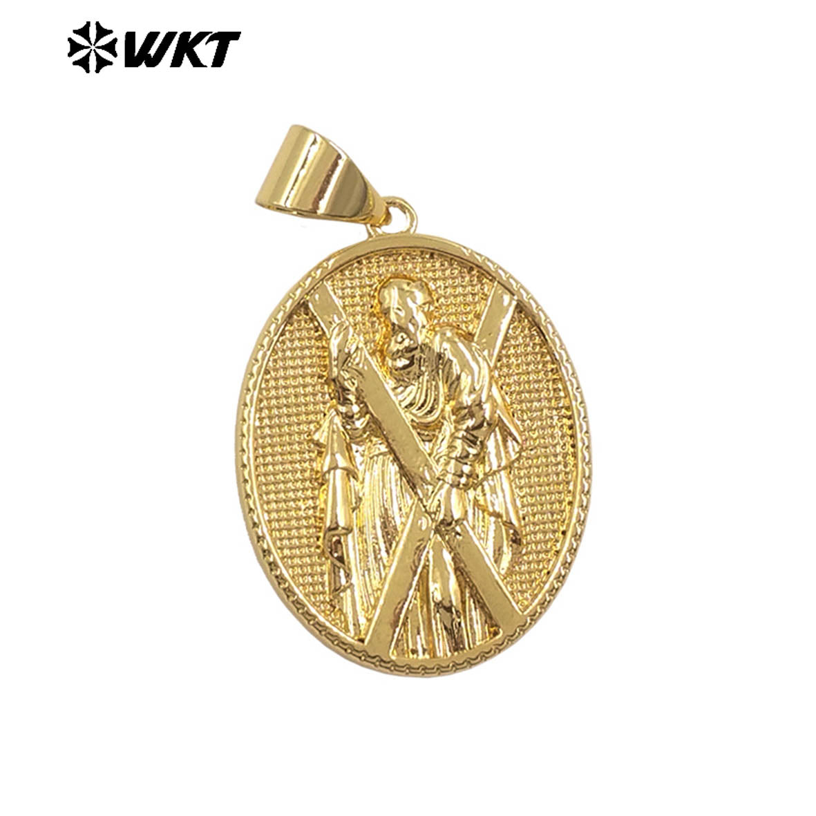 JFE147 Wholesale Newest Metal Yellow Brass Gold Plated Jesus Religious Pendant Resist Tarnishable For Necklace Jewelry DIY
