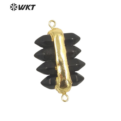 WT-C325 Amazing 4 Crystal Quartz Point With Double Loops Energey Gemstone Connectors Women Jewelry for Bracelet Make