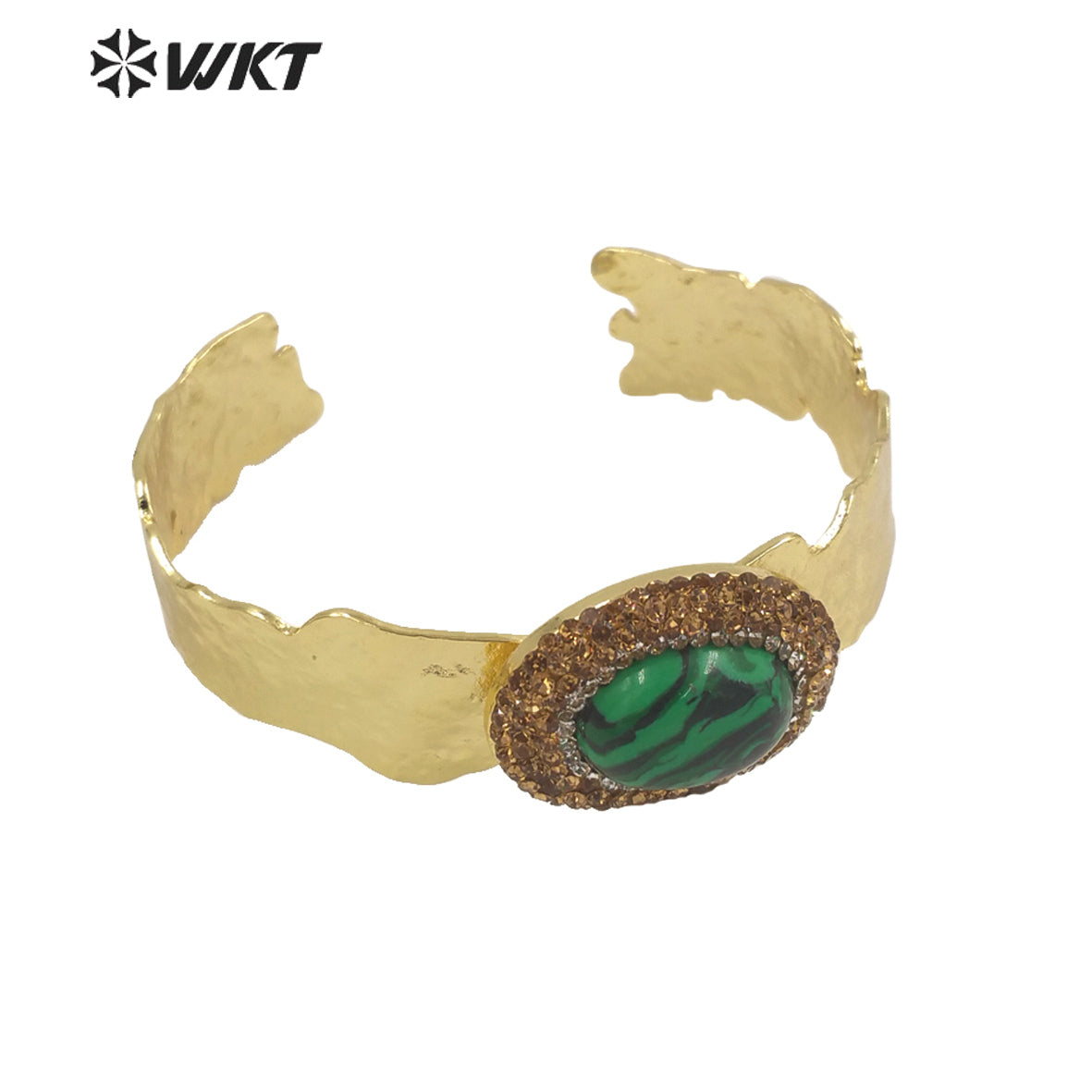 WT-B628 Europe Colorful Precious Gemstone Opening Bangle with Rhinestone Setting Women Oval Amethyst Stone Bangle