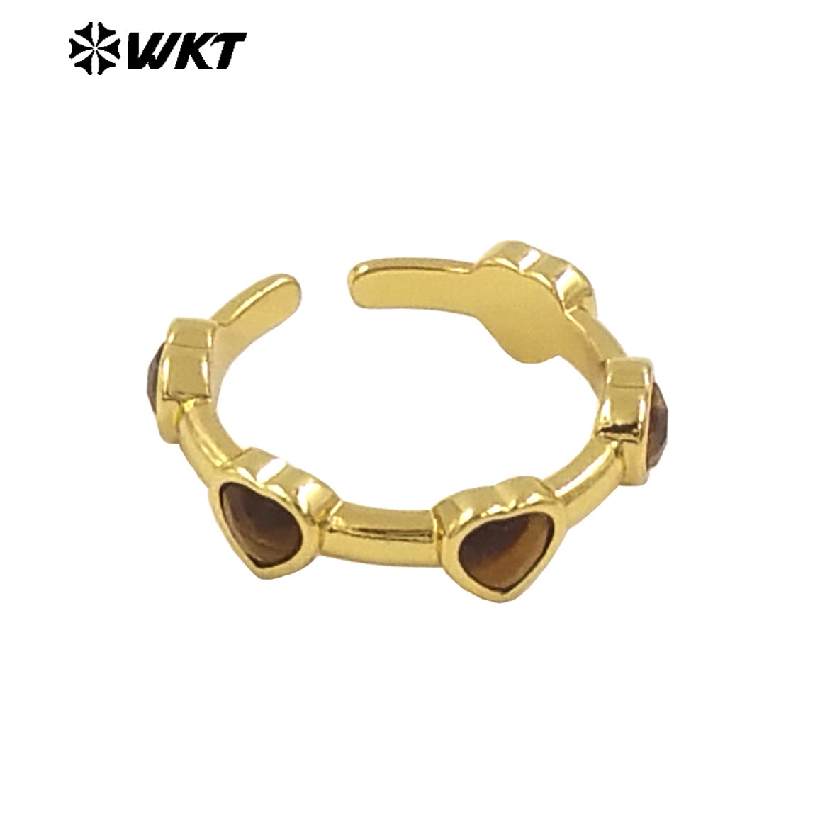 WT-R536 New Design Colorful Lovely Natural Tiny Stone Setting Open Size Heart Ring for Girls Gift Jewelry