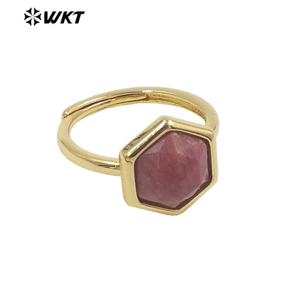 WT-R468 Newest Fashion Trendy Ring 18k Real Gold Plated Round Star Stone Anniversary Women Ring Hot INS Stone Ring