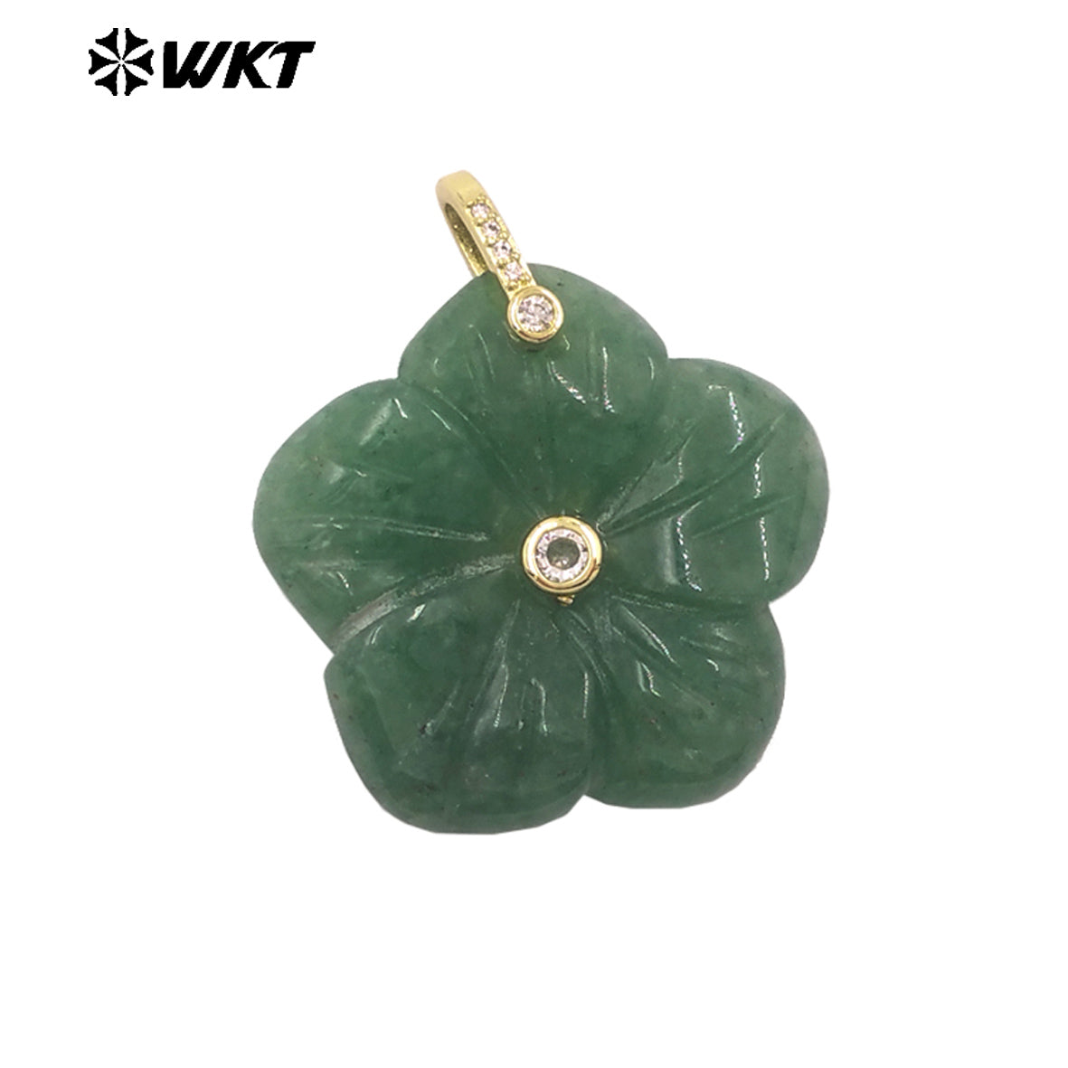 WT-P2029 Delicate Fashion Zircon And Natural Gemstones Hand Carved Lovely Flower Shape Pendant For Ladies Jewelry Making