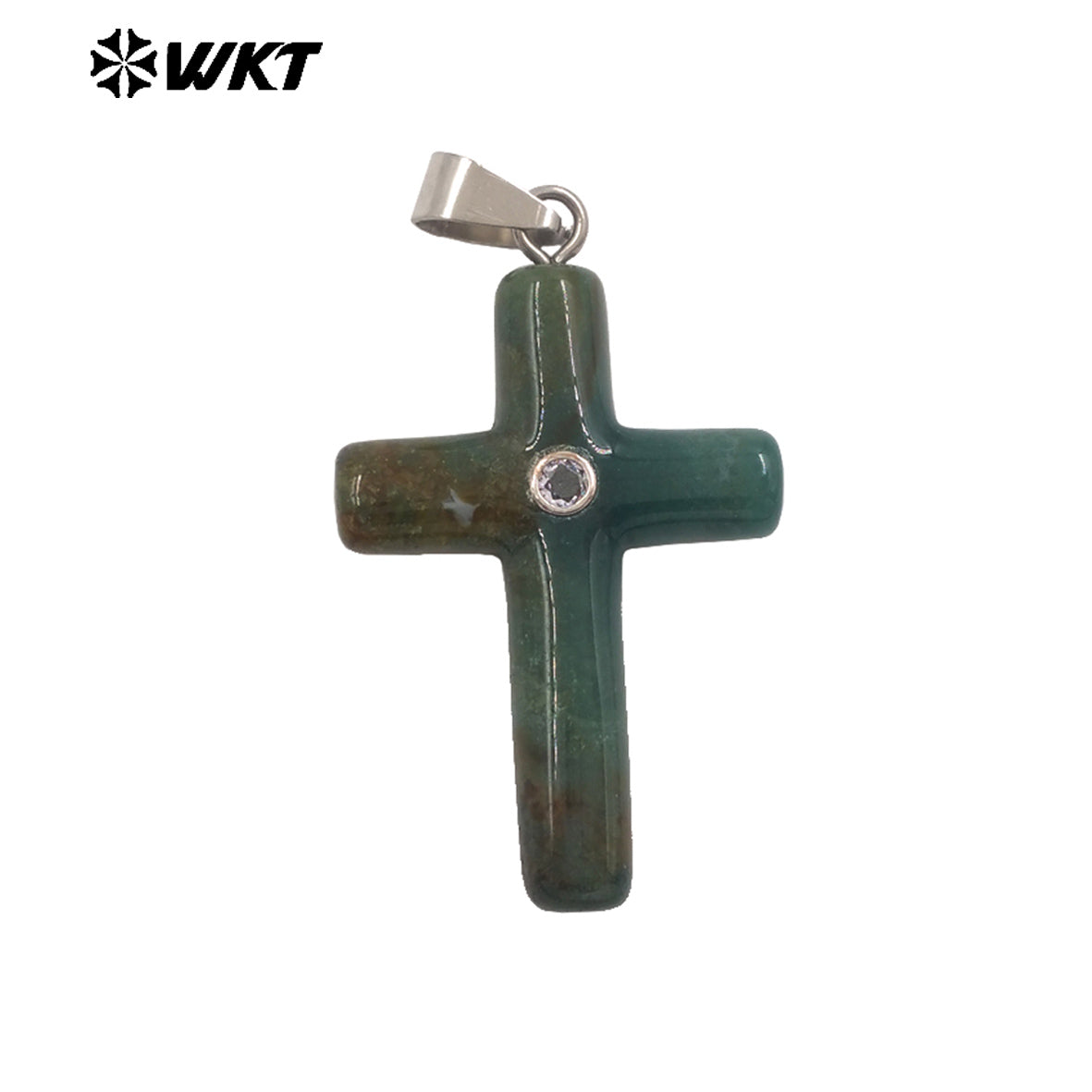 WT-P2070 Religious Style Silver Plated Zircon And Multi Natural Gemstones Cross Pendants As Boy Girl Handmade Jewelry Making