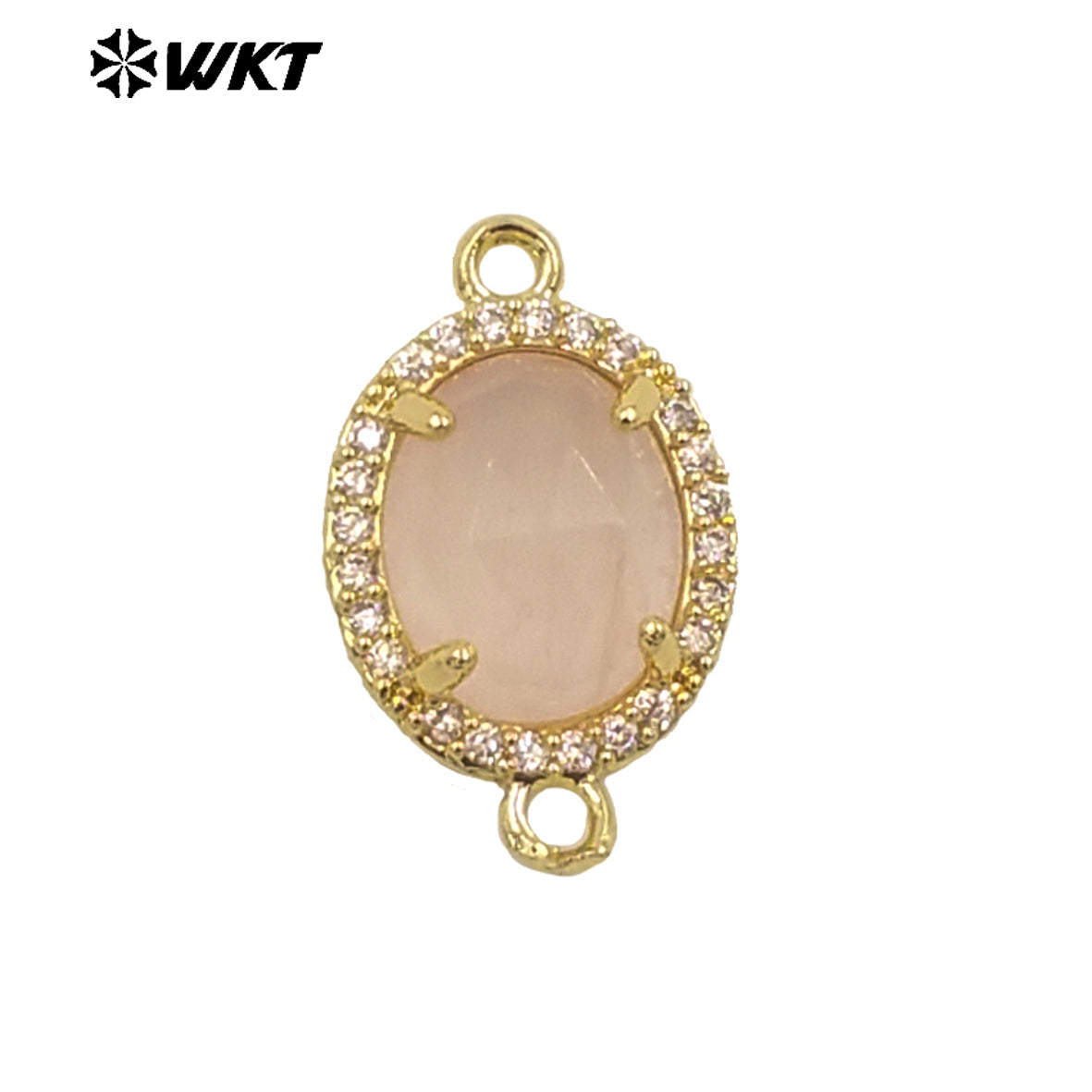 WT-C336 Stylish Little Zircon Round Colorful Natural Gemstone Double Hoop Connector Pendant for Women DIY Necklace Accessories