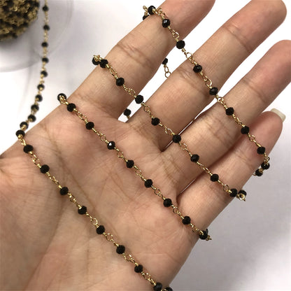 WT-RBC206 New and Beautiful Jewelry and Natural Black Crystal and Brass Making for Women Wire Wrapped Rosary Beads Necklace
