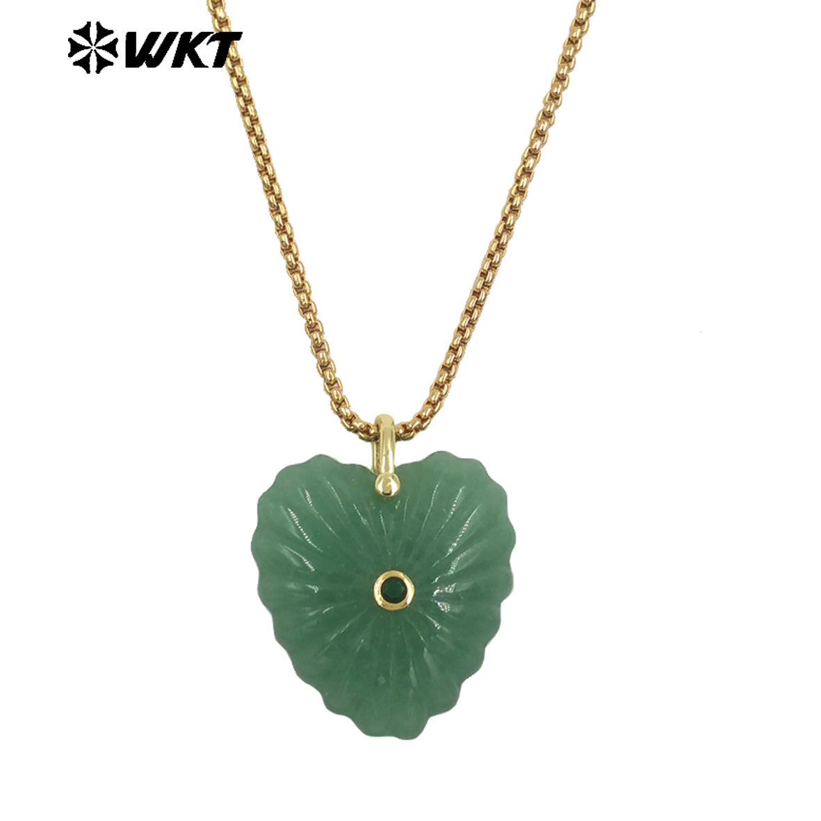 WT-N1524 Romantic Design Gold Chain And Various Natural Gemstones Carved Heart Shape Pendant Necklaces As Valentines’s Day Gift