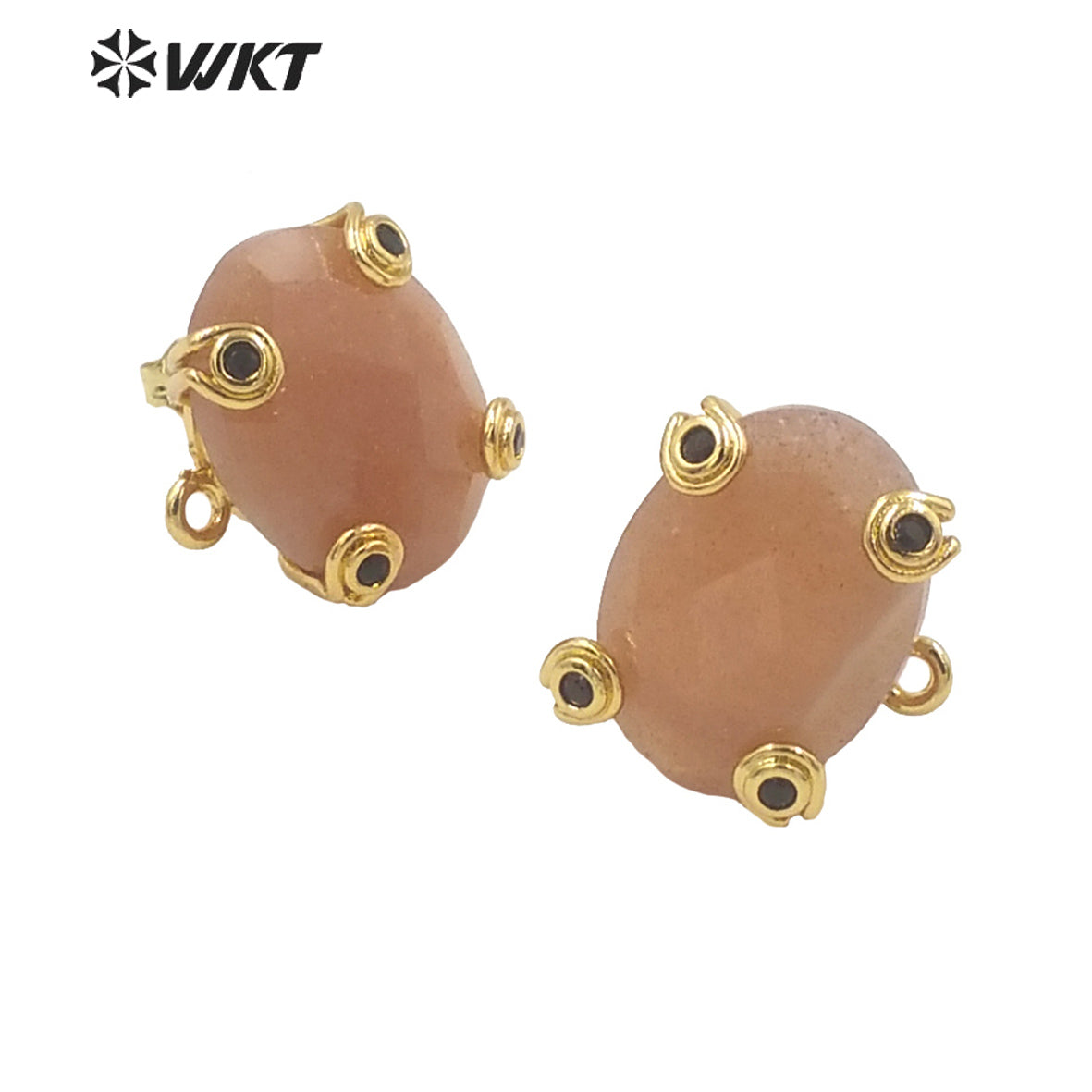 WT-E658 WKT 2022 New Trend Jewelry Natural Stone Cubic Zircon Prong Setting Women Jewelry Finding Earrings Wiht Hook Hanging