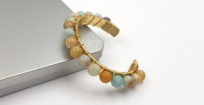 WT-B479 Wholesale Jewellery Lady Gold Bangles Natural Stone Bangles Choice of Various Styles Gift Priority