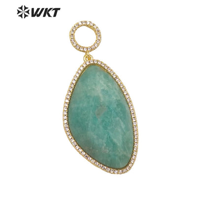 WT-MP239 WKT 2022 Hot Sale Infinity Charms Colored Stone Oval Pendant Zircon Pendant Lady Necklace Jewelry for Gift