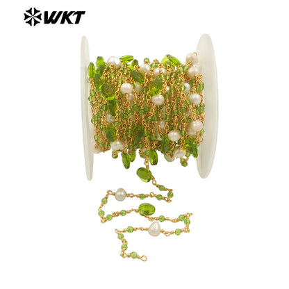 WT-RBC239 Wholesale New Handmade Wire Wrapped Natural Gemstone Beads DIY Jewelry Chain for Necklace Design