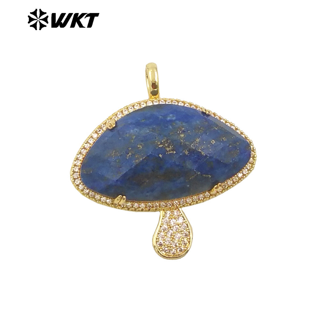 WT-MP297 Lovely 18K Real Gold Plated Natural Gemstone Setting America Popular Mushroom Jewelry Pendants Colors Available