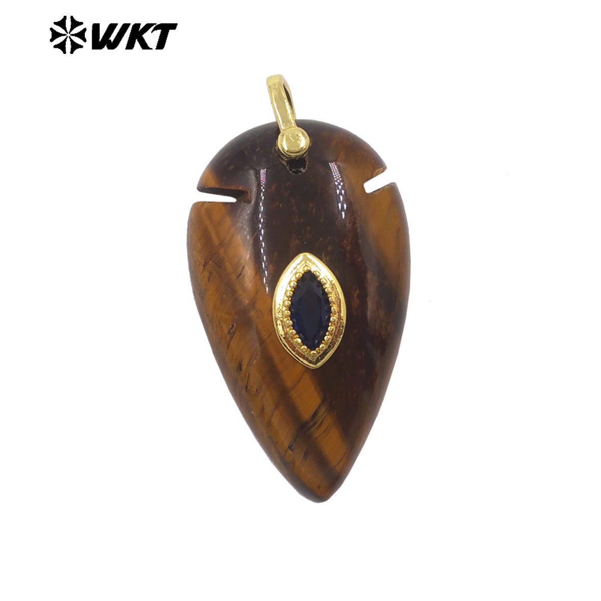 WT-P2144 New Product Colorful Zircon And Natural Gemstones Pointed Waterdrop Shape Gold Pendants For Unique Jewelry Making
