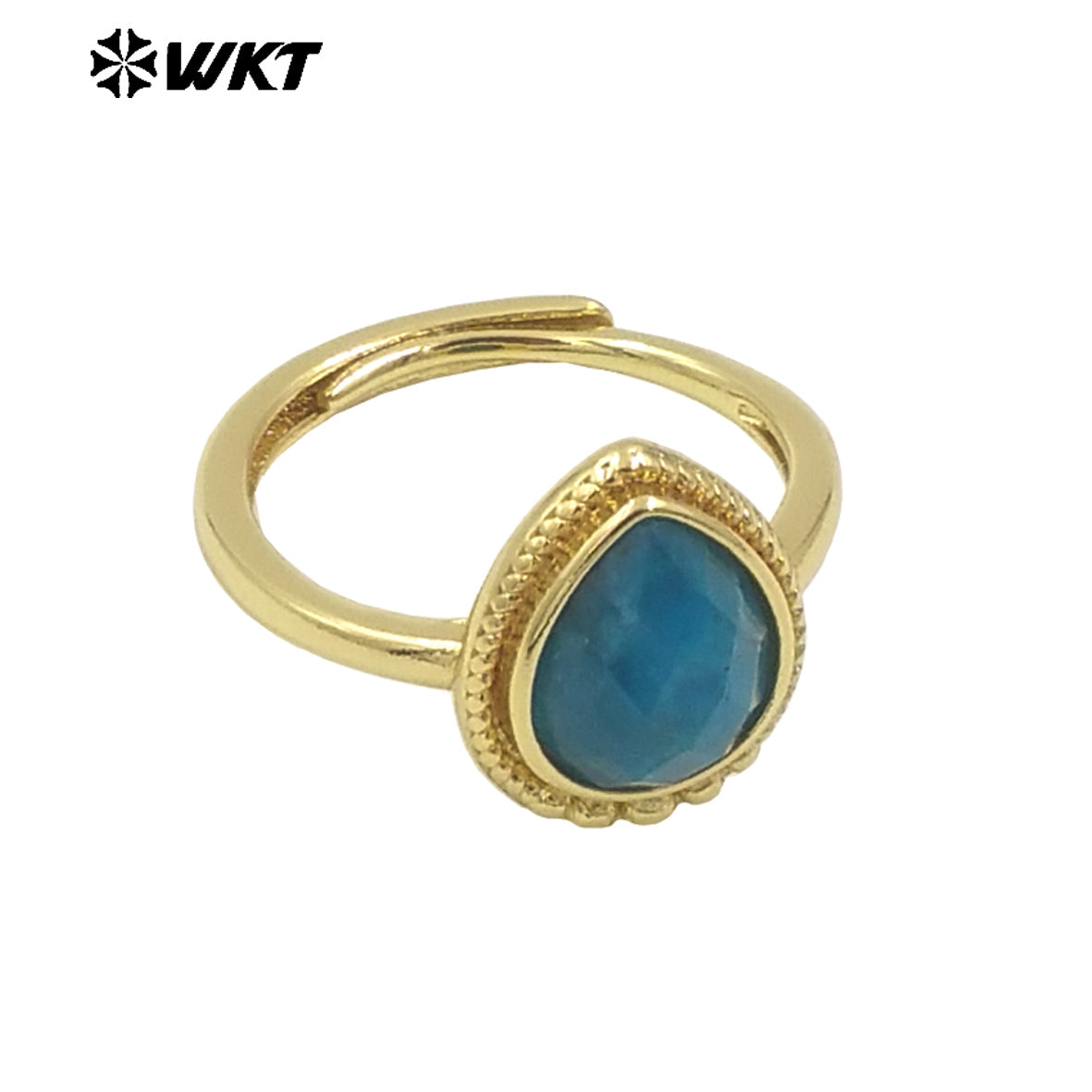 WT-R509 Wholesale Fashion Tiny Pear Shape Natural Gemstone Setting Teardrop Amazonite Birthday Stone Ring