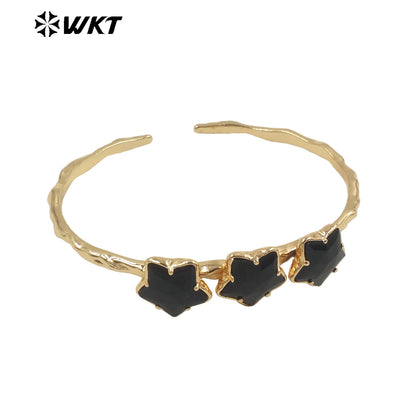 WT-B636 WKT Lovely Trendy Gift for Women Star C Shaped Lucky Bracelets C Shaped Natural Colorful Gemstone Opening Bracelets