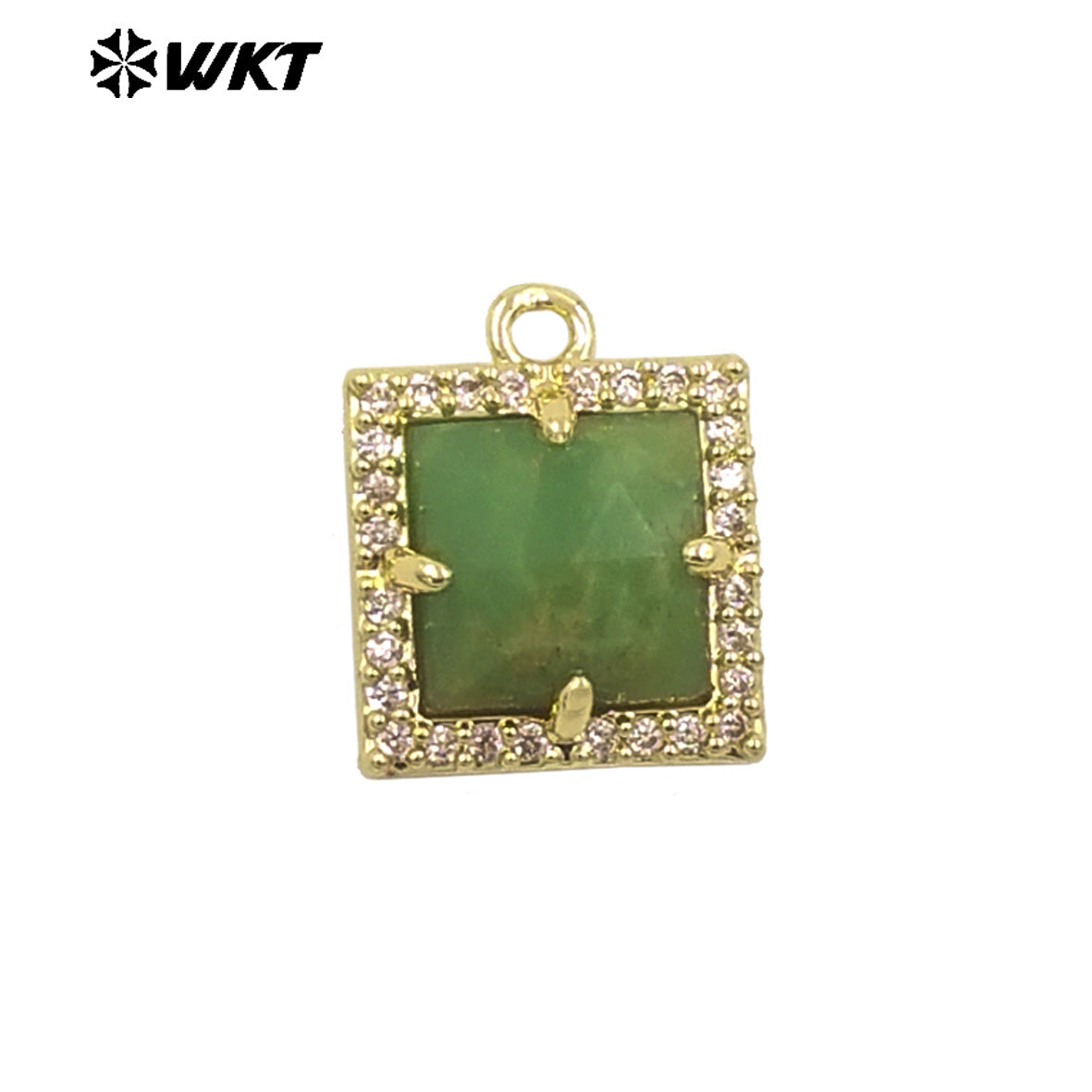 WT-P1994 Wholesale Jewelry Colorful Square Shape Gemstone Tiny Pendant With Zircon Paved Earring Fine Accessory Making