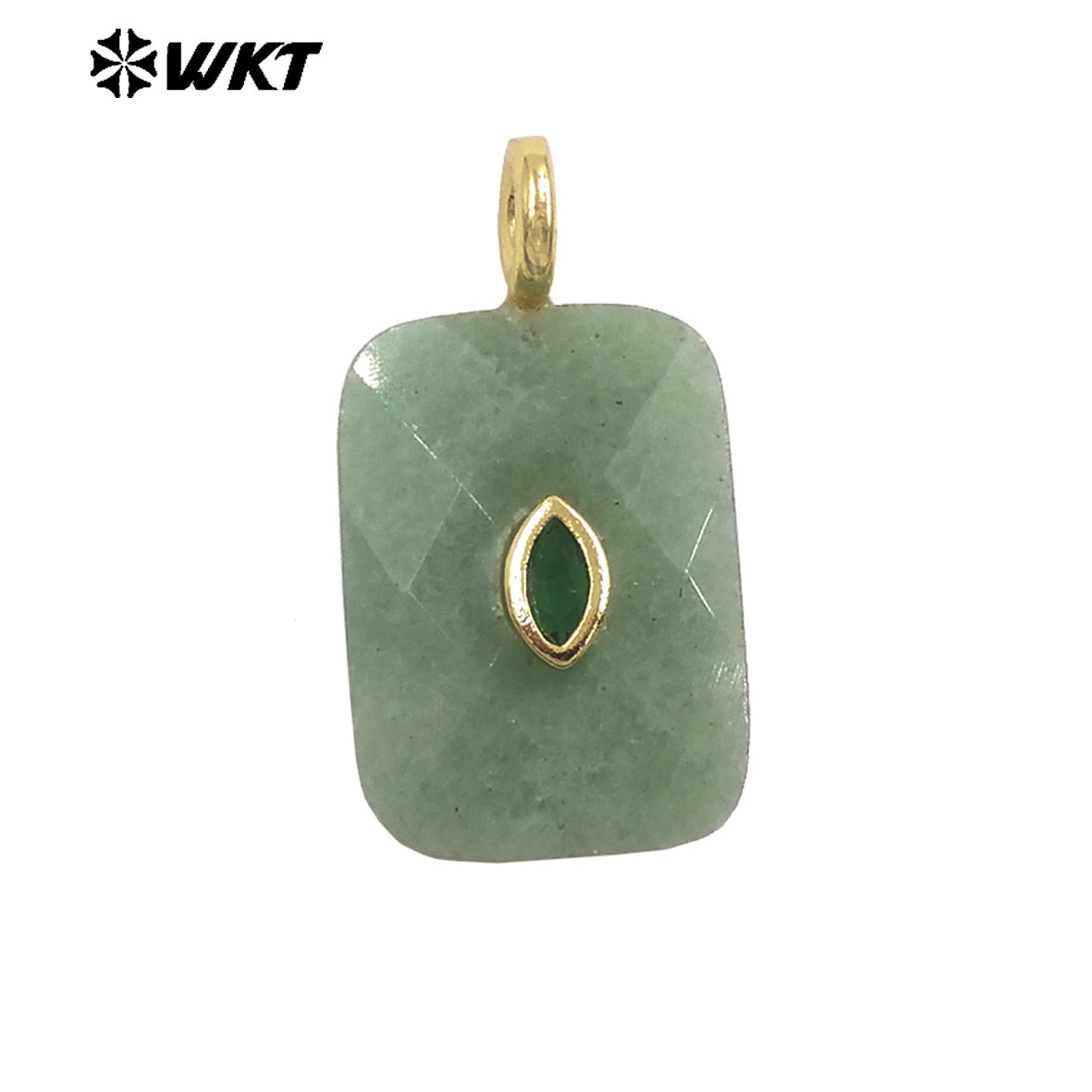WT-P2139 Factory Wholesale Eye Shape Zircon And Natural Gemstones Square Faceted Pendants As Simple Style Jewelry Findings
