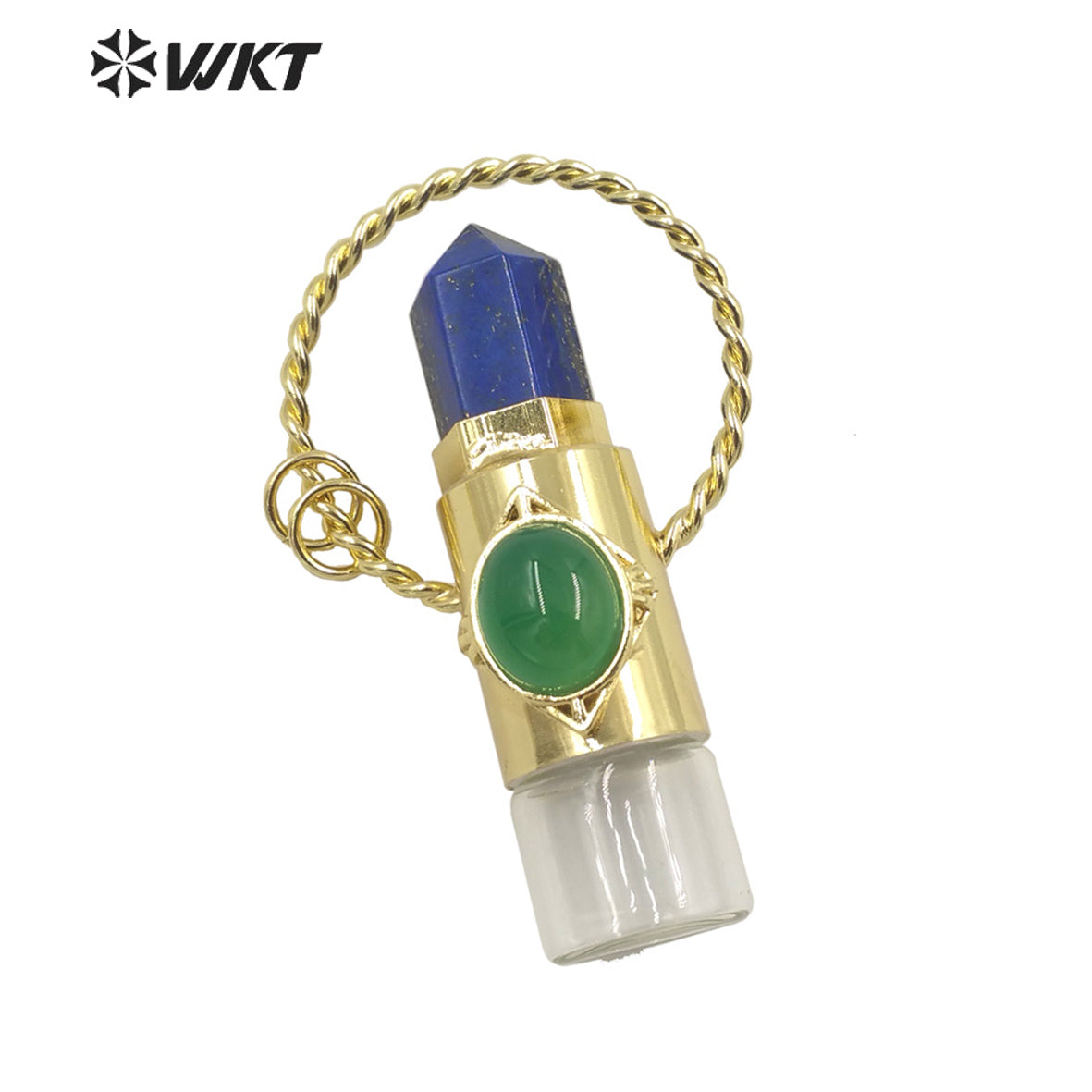 WT-N1308 Amazing WKT NEW Natural Stone Spirit Quartz Roller Perfume Bottle Pendant Necklace for Women Gift Stone Bottle Necklace