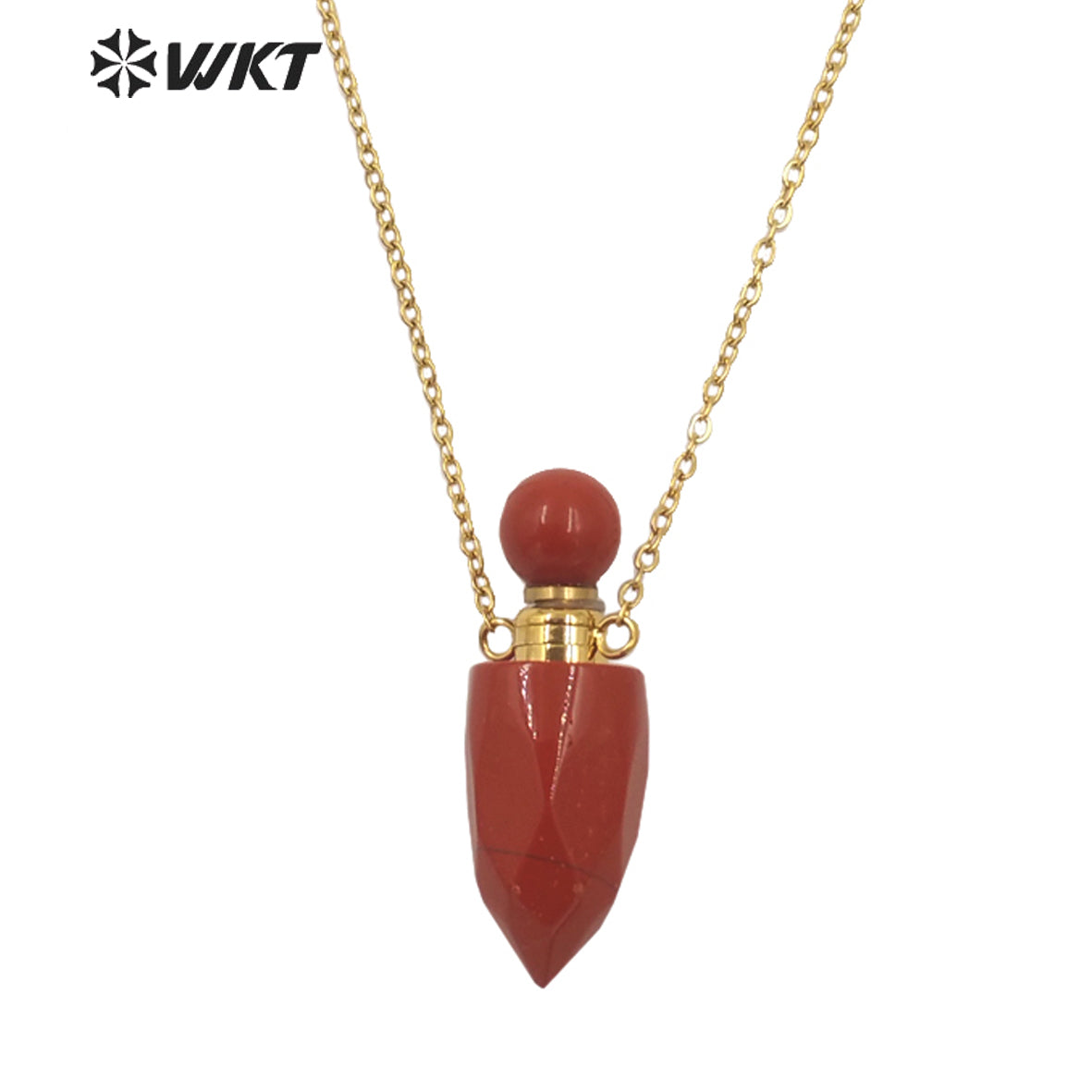 WT-N1372 Perfume Bottle Pendant Color Stone Necklace Temperament Texture Women Gifts Jewelry Necklace Natural Stone Necklace