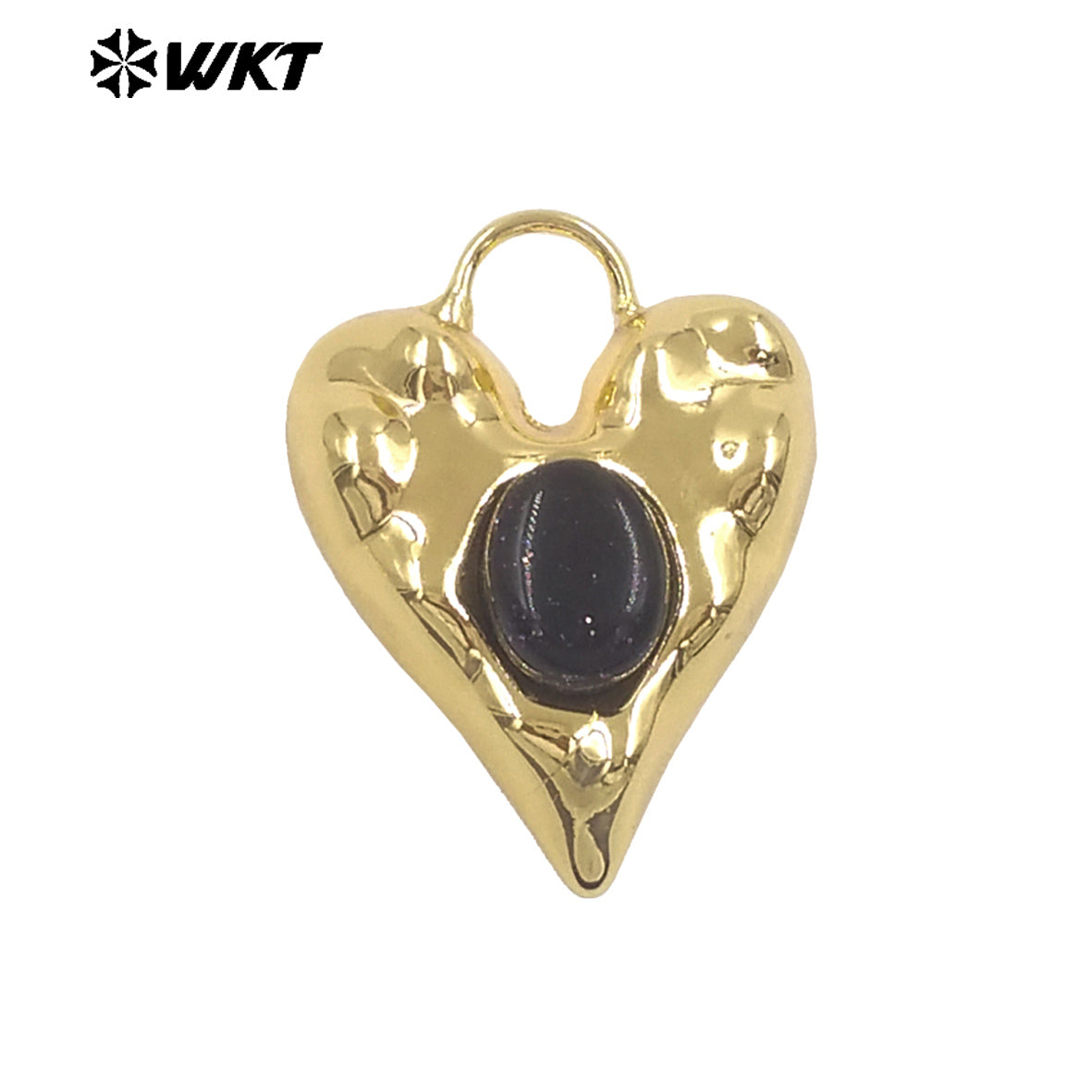 WT-P2132 Exquisite Unique 18K Gold Plated Natural Gemstones Heart Shape Little Charms Pendants For Women Jewelry Decorative