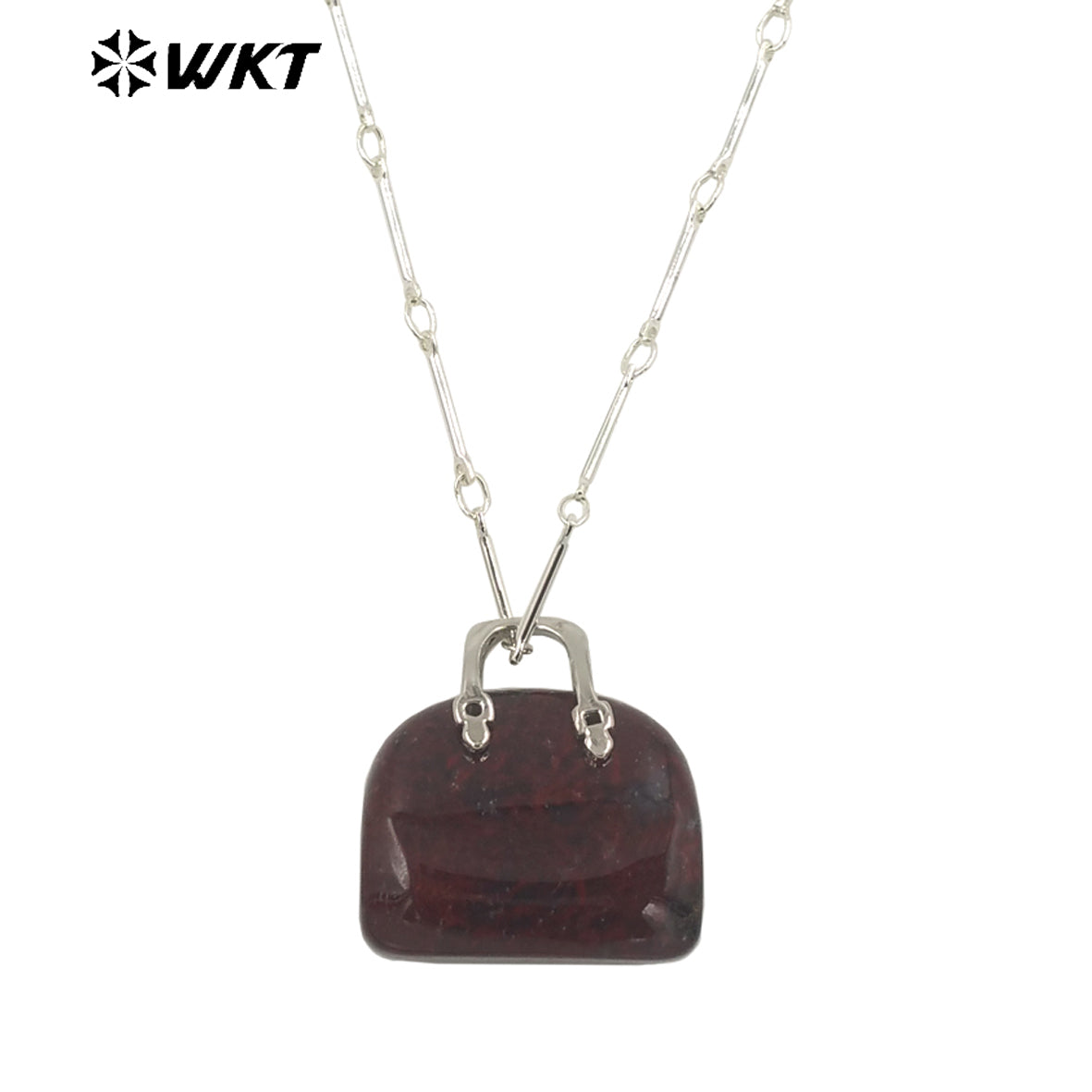 WT-N1362 Cute Handbag Shape Crystal Clear Natural Colored Gemstone Necklace Ladies Jewelry Necklace Gemstone Necklace