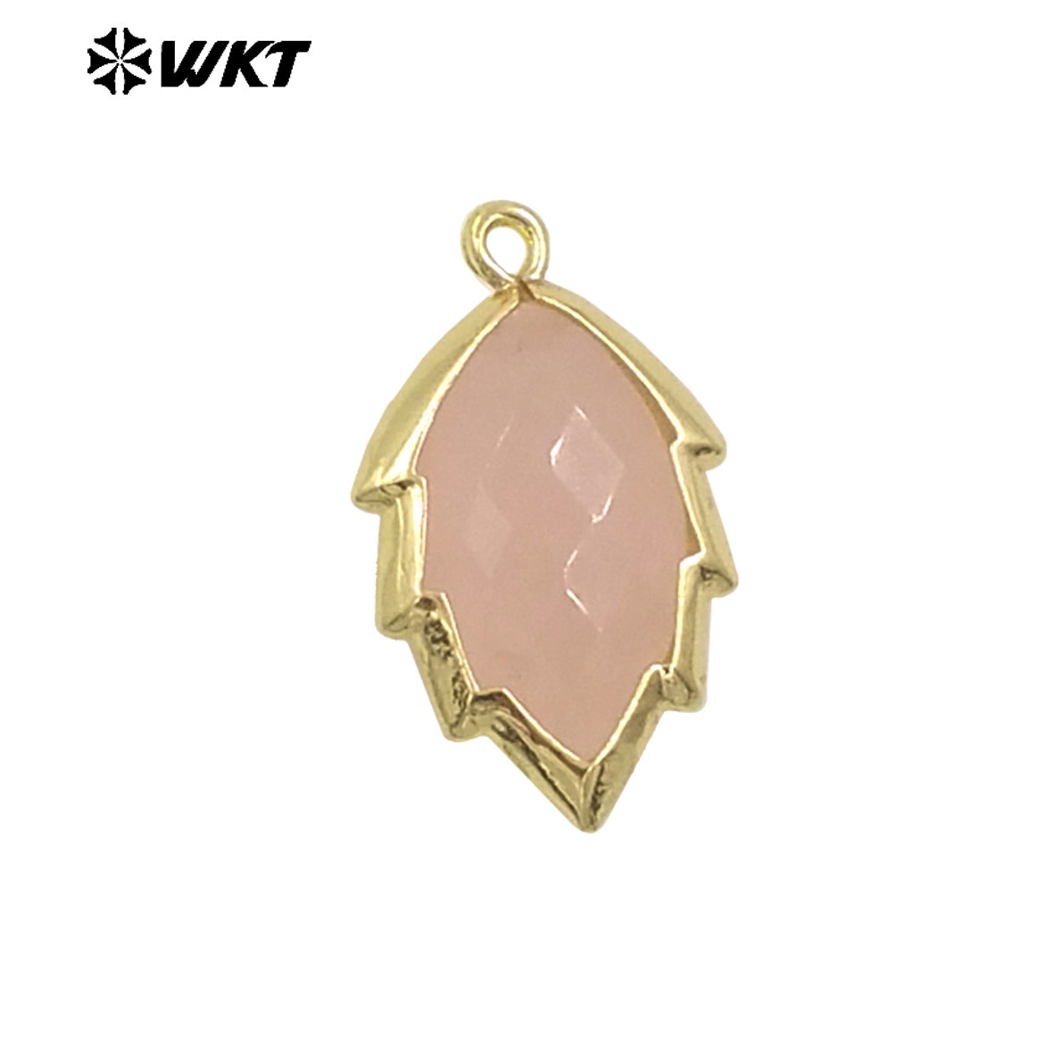 WT-P1990 Simple and Small Natural Multi-Type Gemstone 18K Gold Plated Delicate Leaf Shape Pendant Unisexes Jewelry DIY Necklace