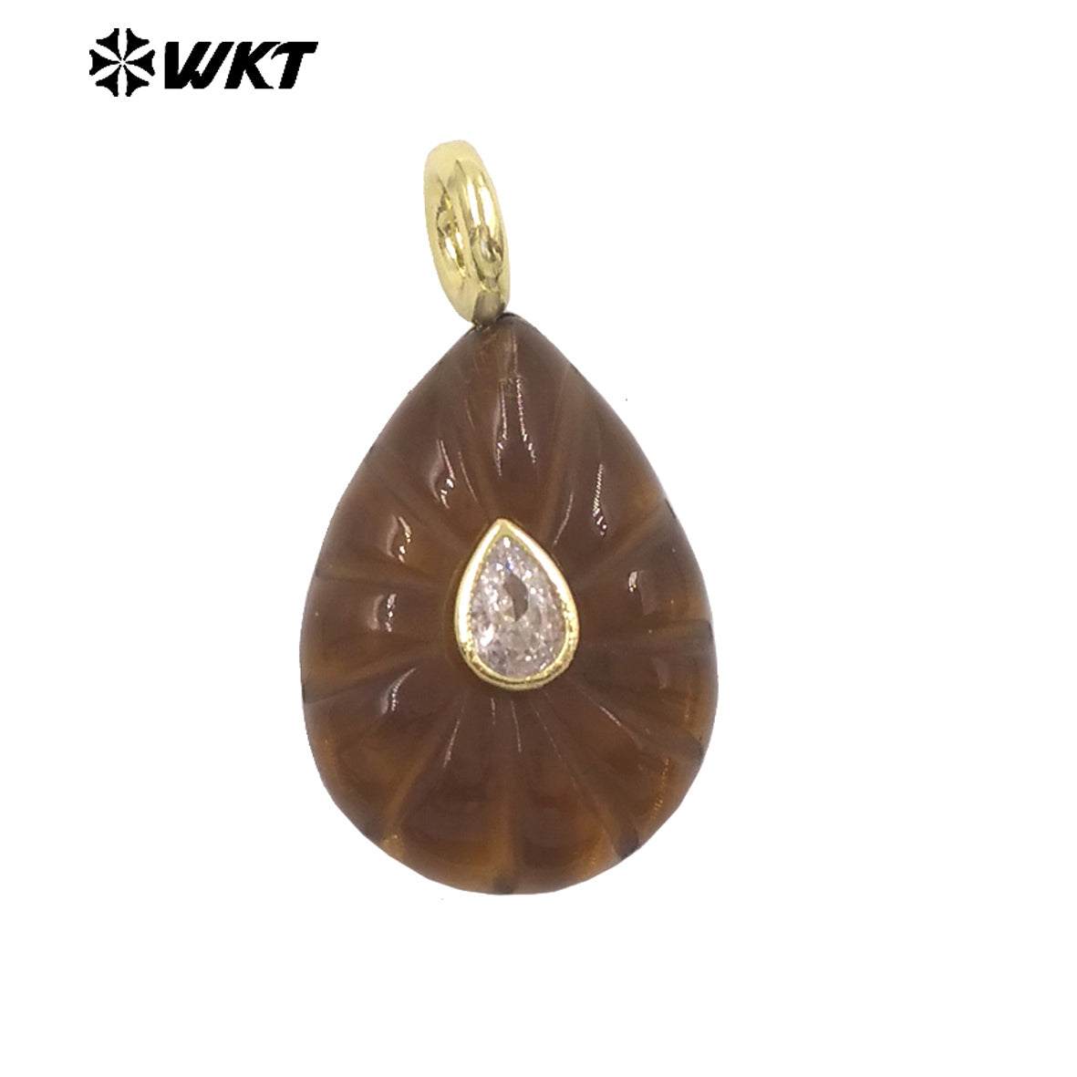 WT-P2142 Simple Fashionable Style Natural Gemstones Setting In Zircon Waterdrop Shape Pendant As Female Necklace Findings