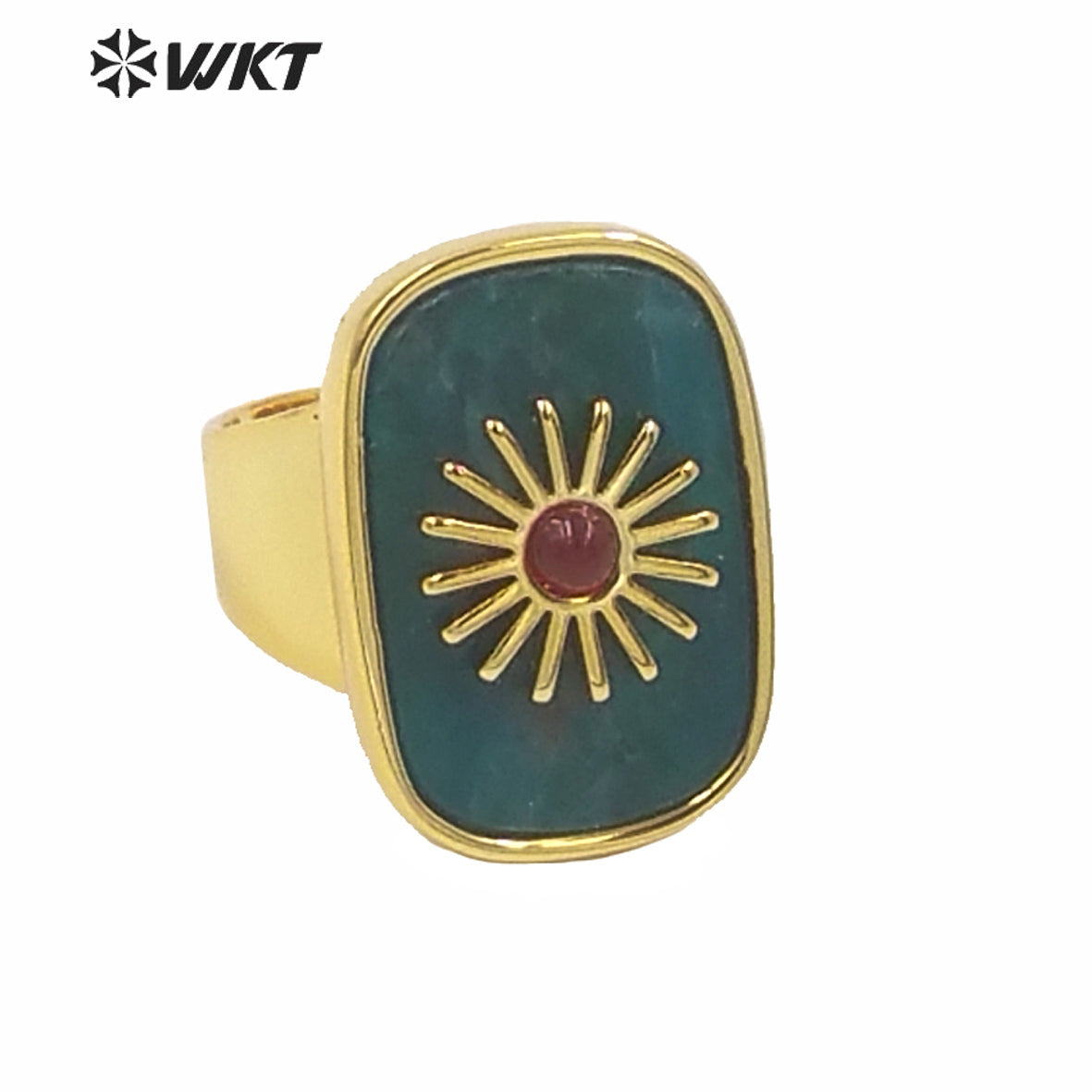WT-R364 Gorgeous High Quality Square Gold Bezel Stone Setting Cocktail Ring Unique Women Fashion Party Charm Stone Ring