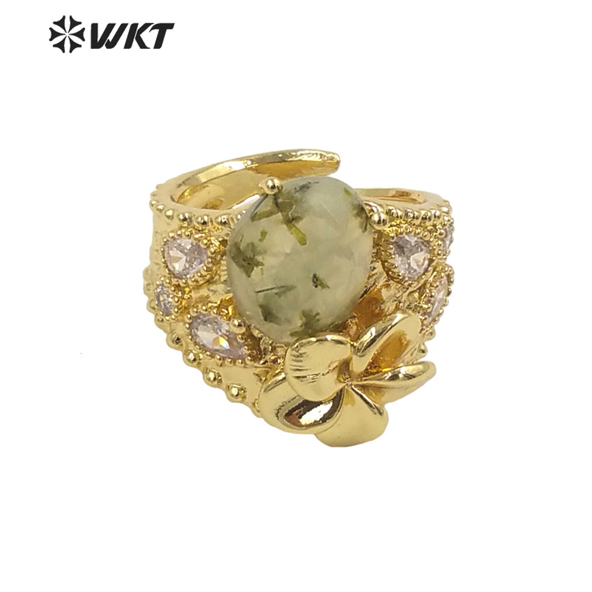 WT-R485 WKT Fashion Design Trendy Gift for Women Colorful High Quality Gorgeous Natural Gemstone and Zircon Stone Ring