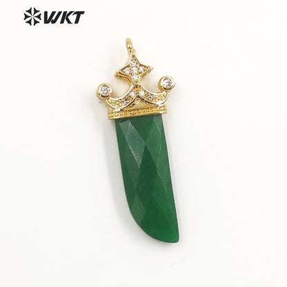 WT-MP263 Newest Vintage Style Charming Cubic Zircon Stone for Bracelet Design Knife Shaped Gemstone Pendant