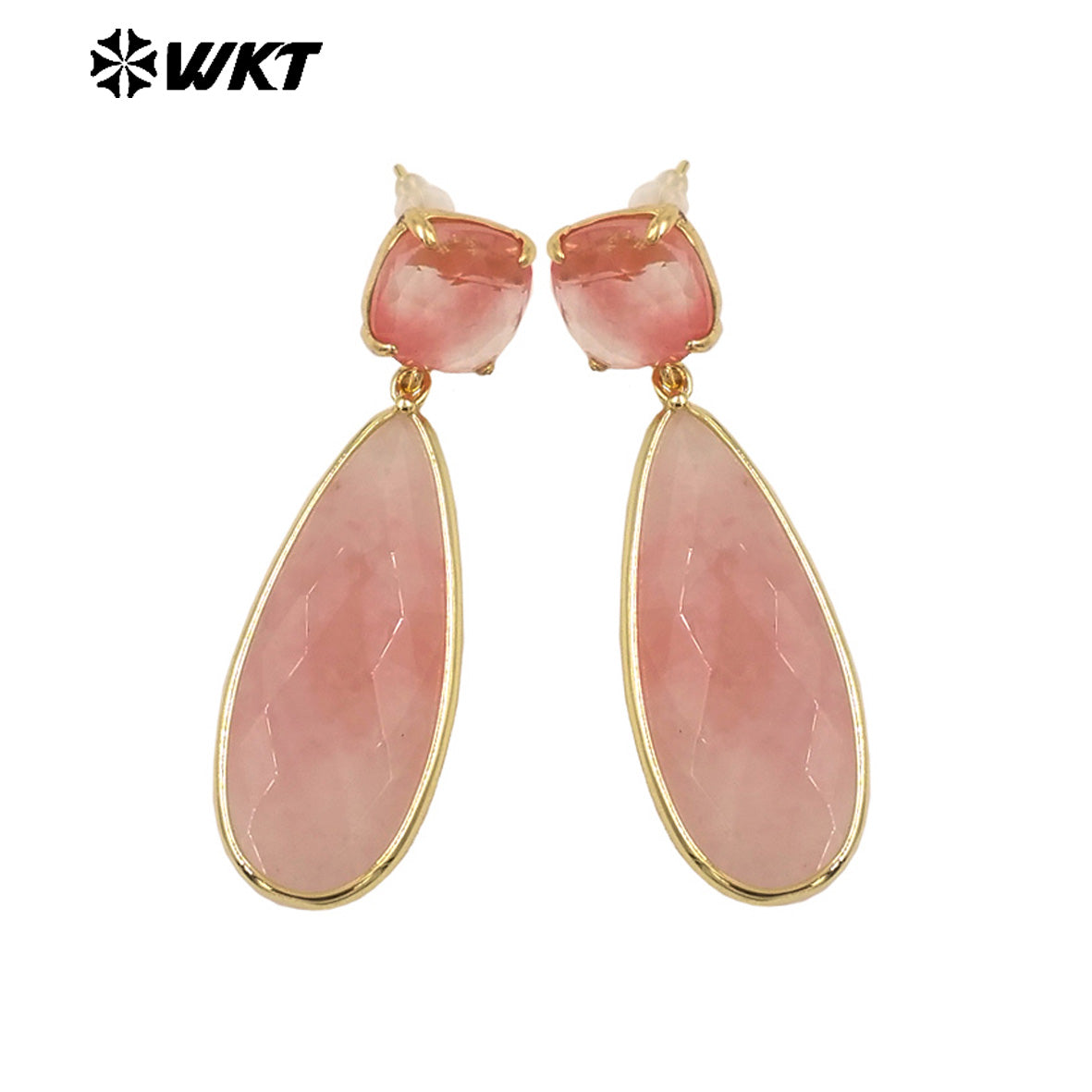 WKT-E759 Exquisite Super Colorful Long Earring Waterdrop Shape Natural Stone Material Accessory for Women Birthday Gifts