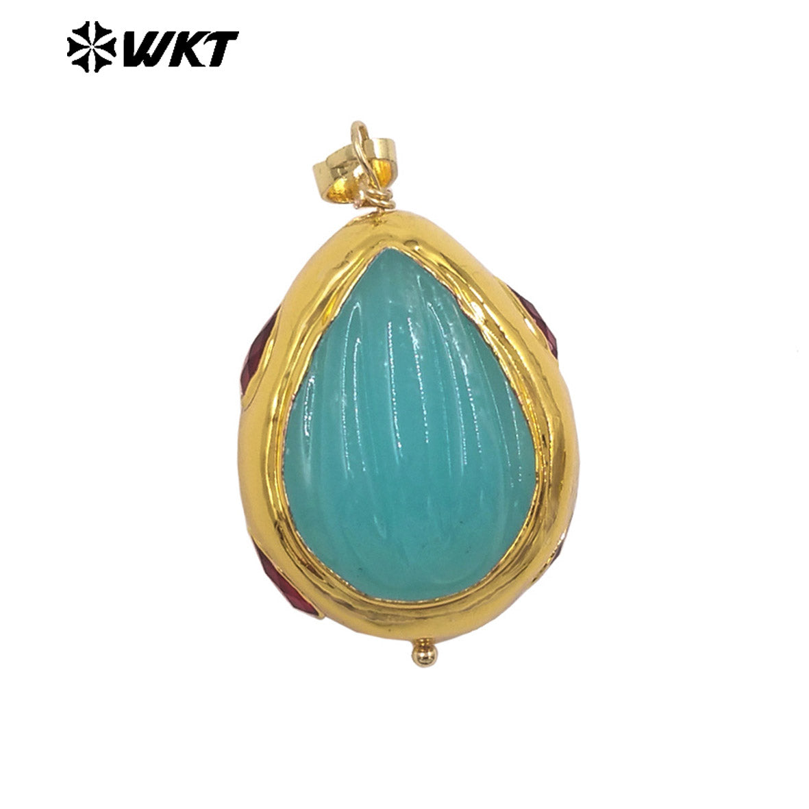 WT-P2071 Wonderful 18K Gold Electroplated Colorful Glaze Hand Carved Waterdrop Shape Pendants For Women Necklace DIY Making