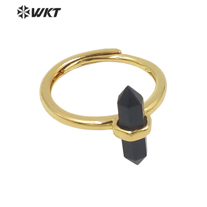 WT-R403 Natural Gemstone Amethyst Rose Quartz Crystal Quartz Pendant Hexagonal Delicate Pendant As Women Gifts Gemstone Ring