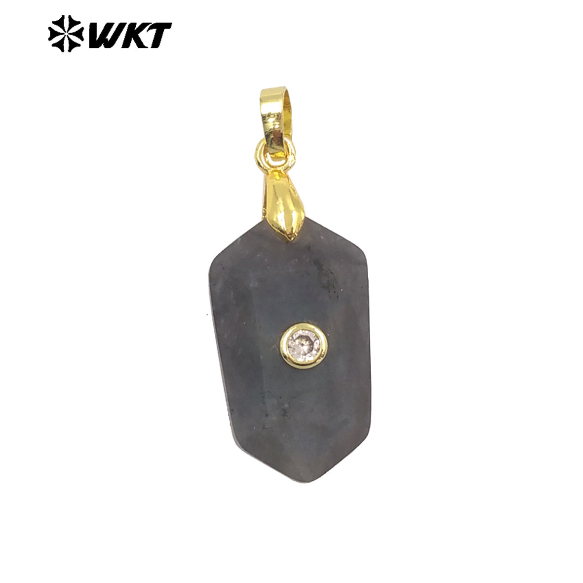 WT-P2017 Delicate Geometric Shape Multi Colors Natural Gemstones Set In Zircon Small Pendants For Trendy Jewelry Handmade