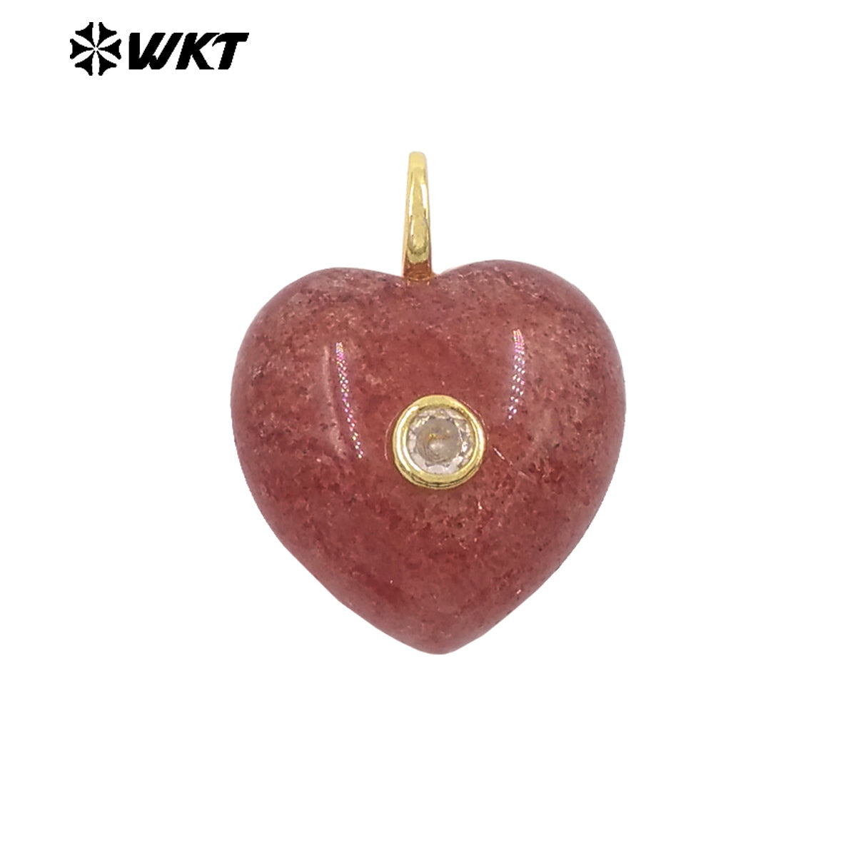 WT-P2111 Delicate Romantic Zircon And Natural Gemstones Smooth Heart Shape Little Pendants For Female Necklaces Making