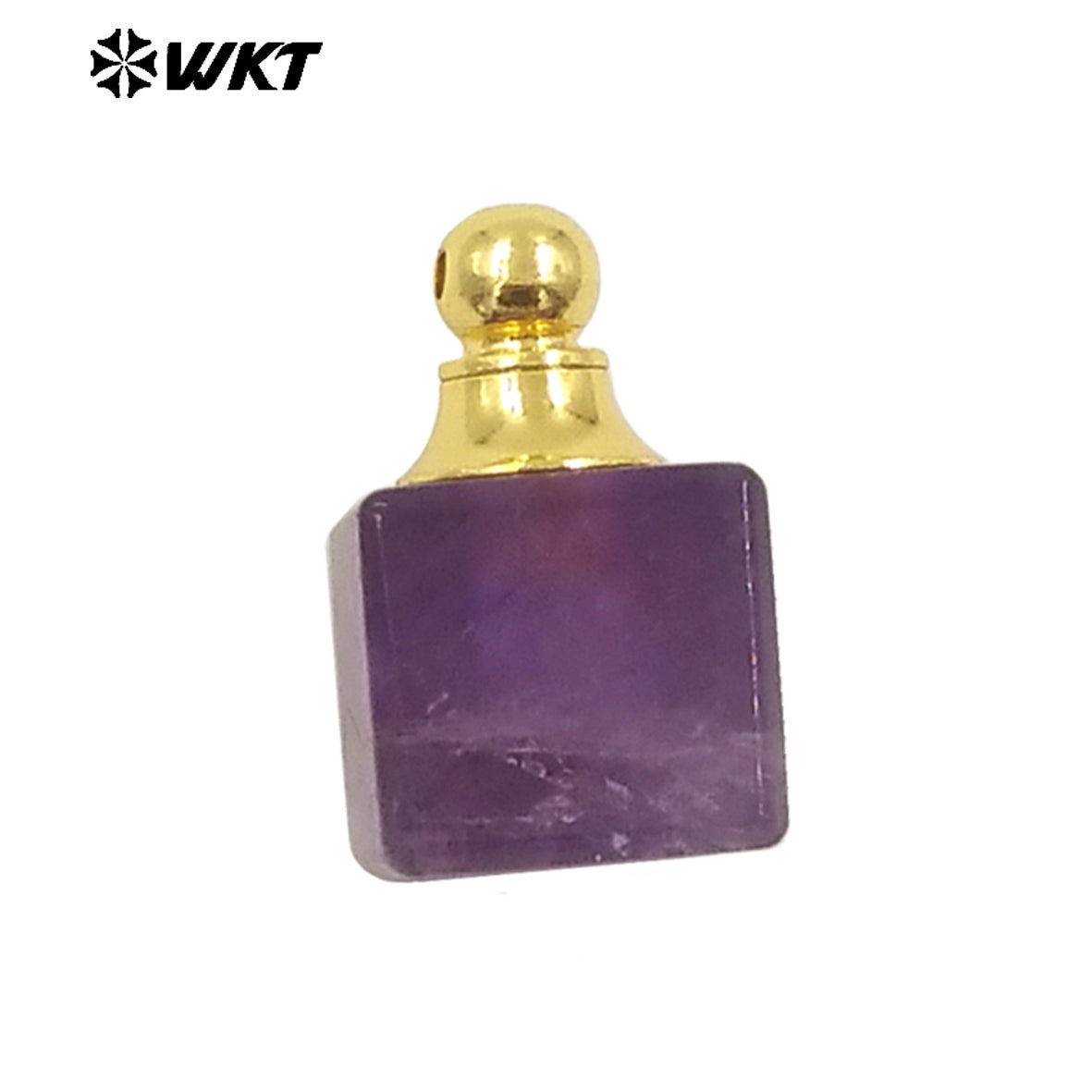 WT-P1978 New Design Wholesale Natural Gemstone Cubic Square Essencial Oil Stone Bottle Pendant for Necklace