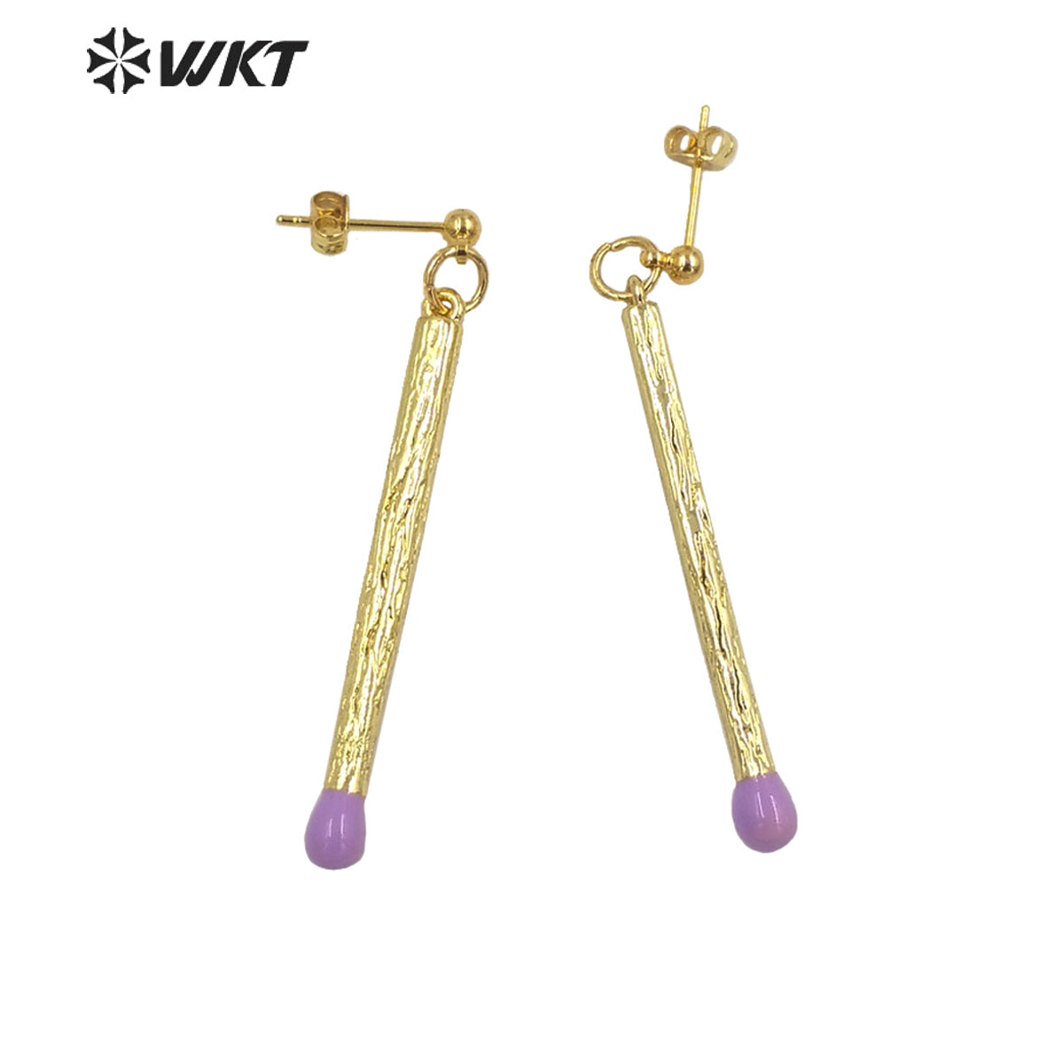 WT-E686 Fashion Simple Long Stick Sexy Earrings Candy Color 18k Real Gold Plated Straight Dangle Pendant Earrings for Party