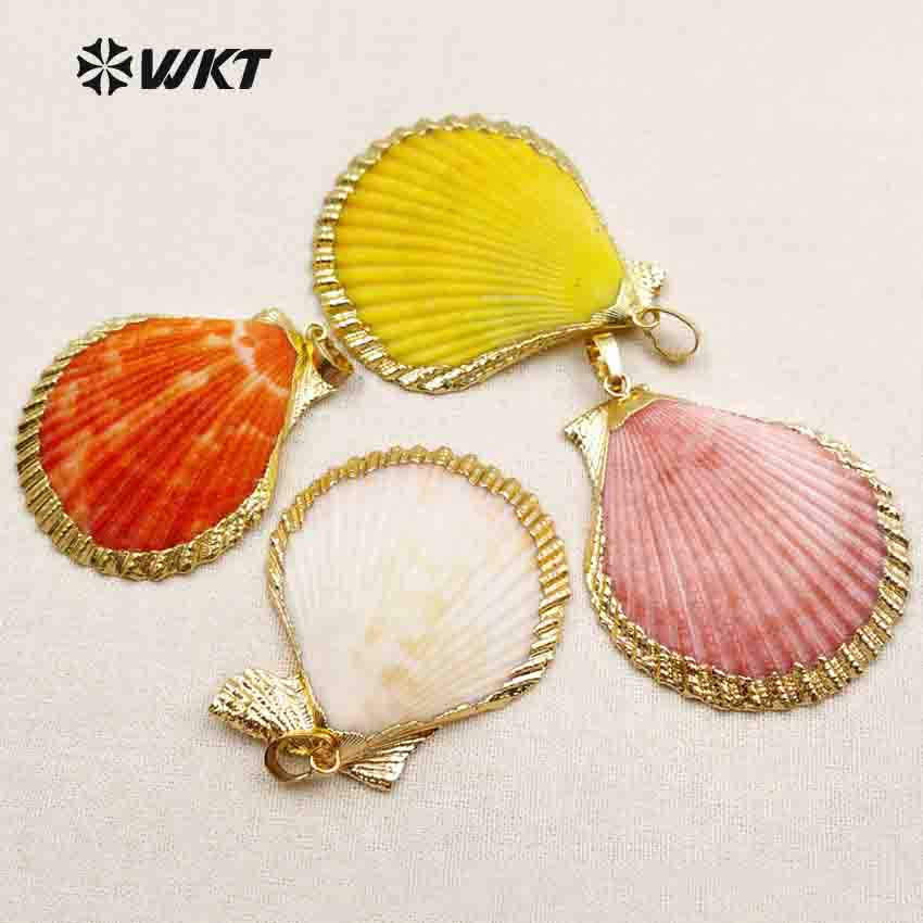 WT-JP006 New!! 24k Gold Plated Shell Jewelry Pendants, Electroplated Shell Pendants