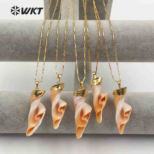 WT-JN050 Wholesale Custom Beautiful Fashion Design with Irregular Volumes for Jewelry Natural Color Natural Shell Necklace