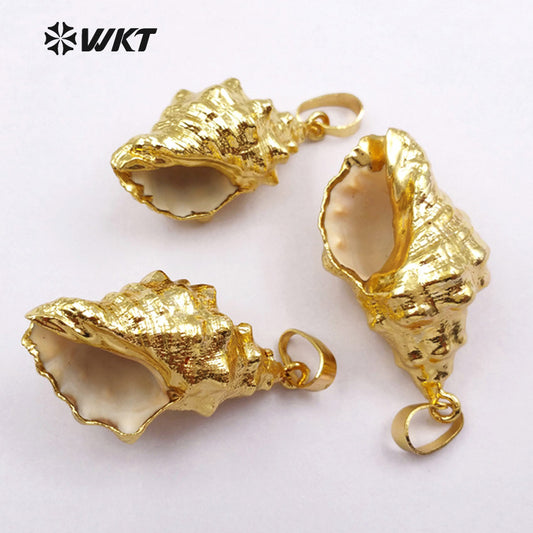 WT-JP031 High Quality 18k Gold Plated Dipped Trumpet Shell Pendant for Necklace Making Wholesale for Women Jewelry Accessories
