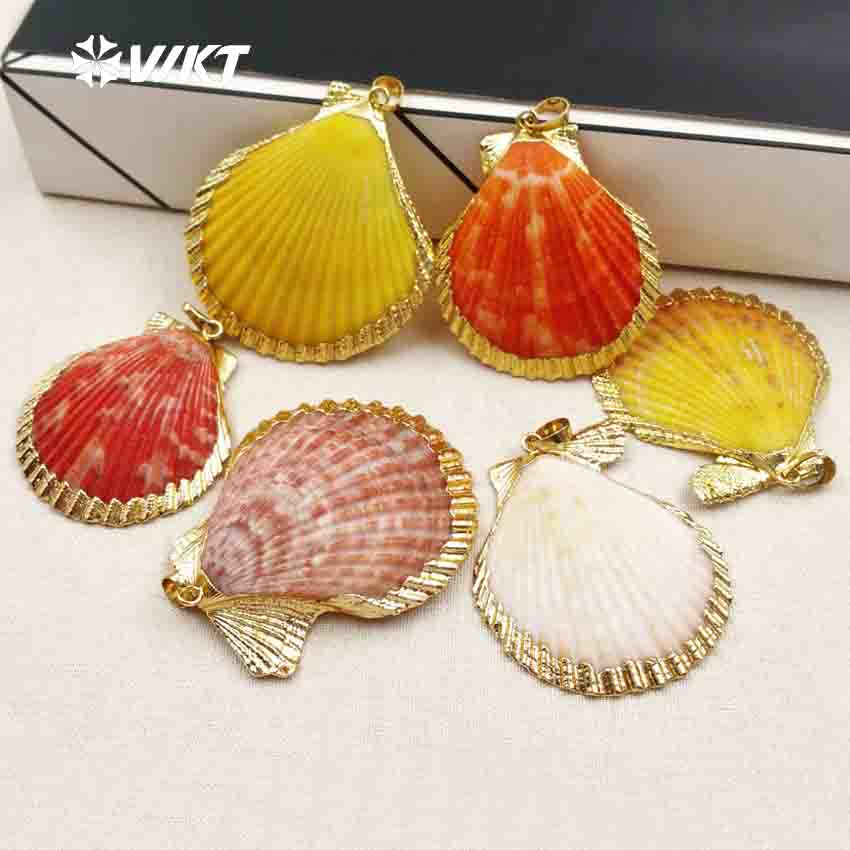 WT-JP006 New!! 24k Gold Plated Shell Jewelry Pendants, Electroplated Shell Pendants