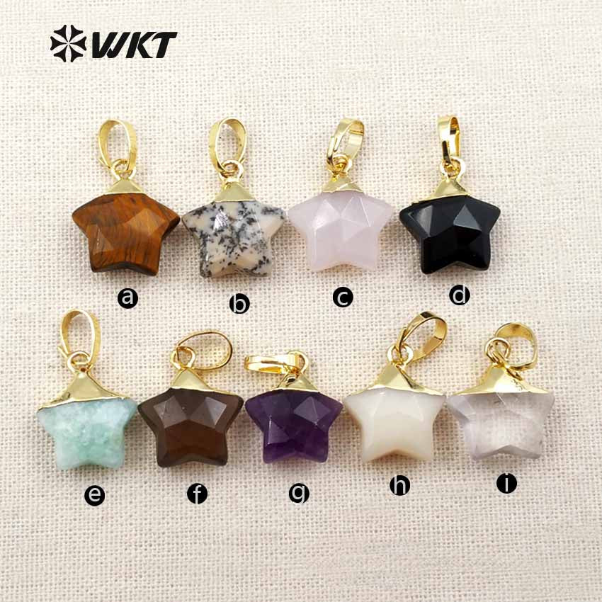 WT-P1308 New ! Multi Natural Gemstone Pendant Factory Directly Sprcial Design Pendant Mini Star Shape 24 K Gold Hat Pendant