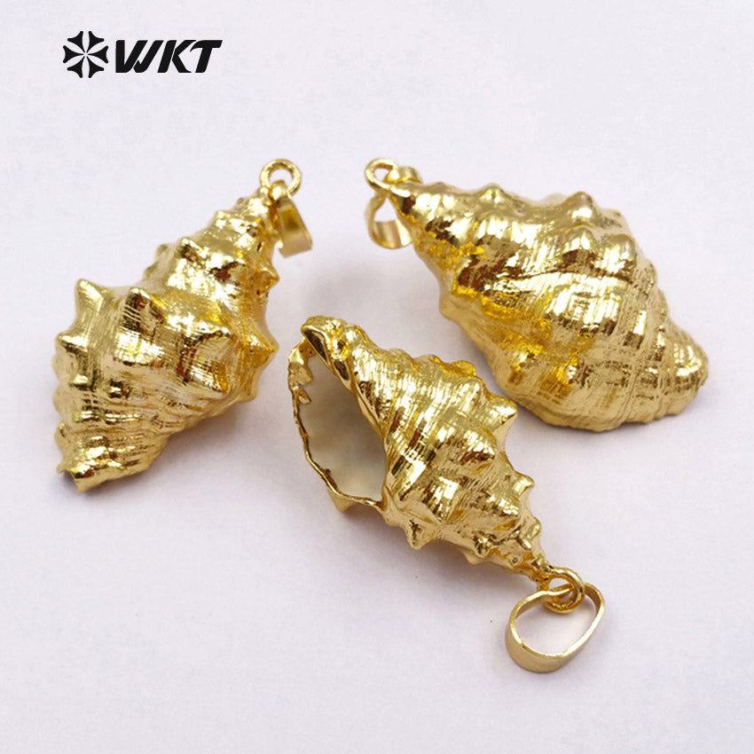 WT-JP031 High Quality 18k Gold Plated Dipped Trumpet Shell Pendant for Necklace Making Wholesale for Women Jewelry Accessories