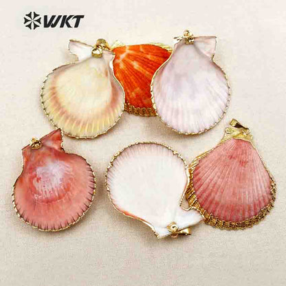 WT-JP006 New!! 24k Gold Plated Shell Jewelry Pendants, Electroplated Shell Pendants