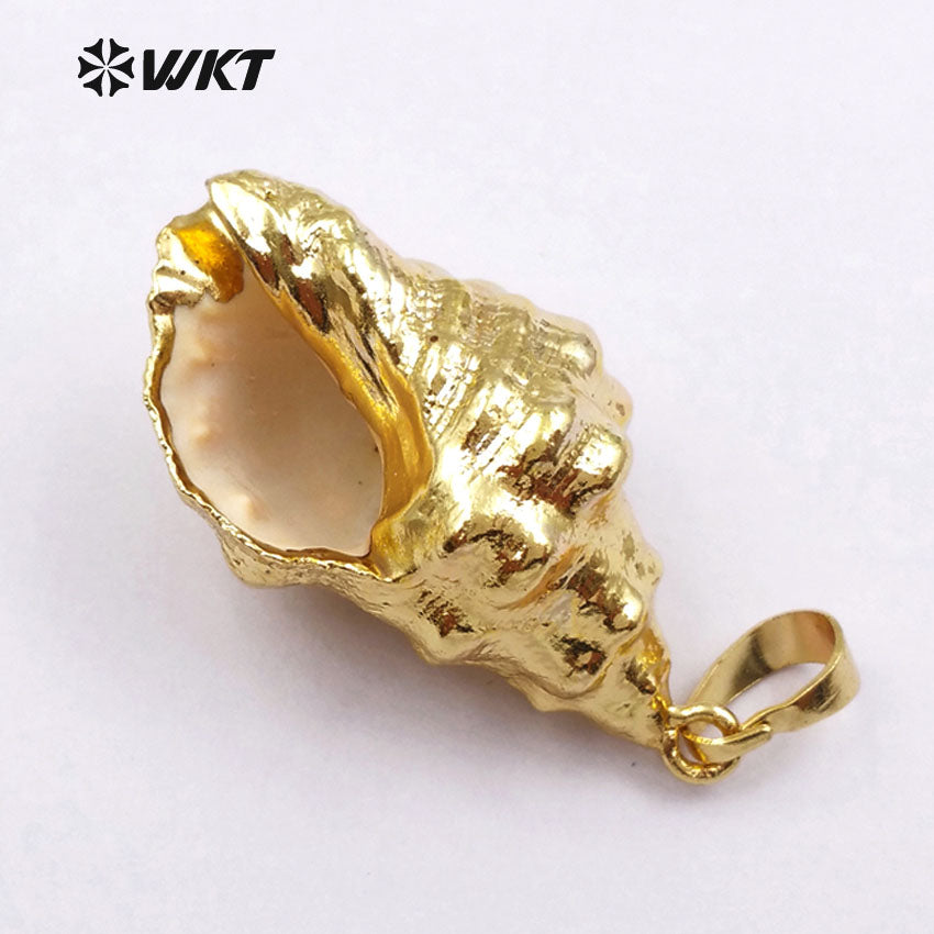 WT-JP031 High Quality 18k Gold Plated Dipped Trumpet Shell Pendant for Necklace Making Wholesale for Women Jewelry Accessories